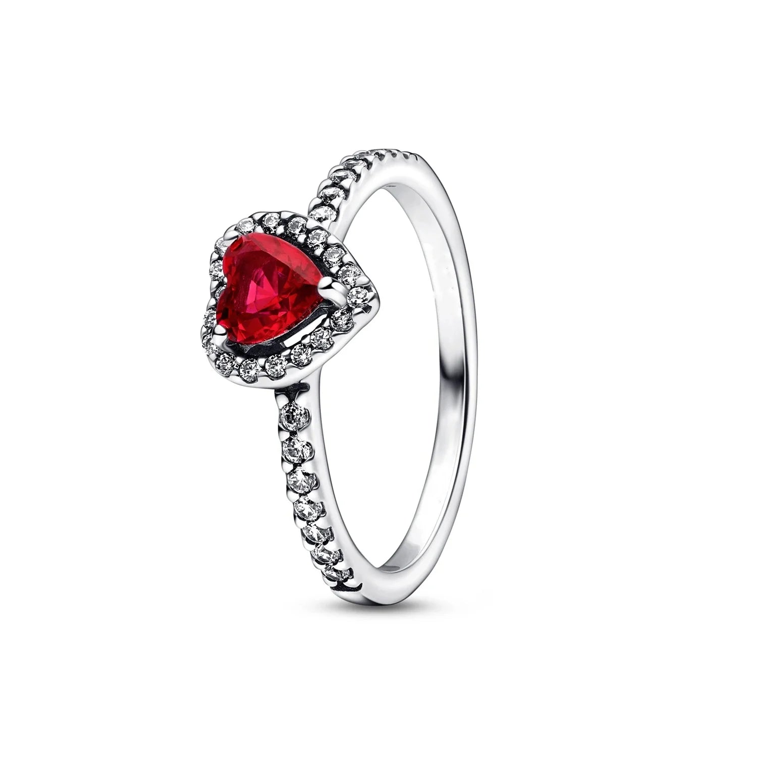 Anillo de corona de princesa brillante clásico de Disney, anillo en forma de corazón con lazo rojo, adecuado para fiesta de boda, joyería Original femenina, regalo DIY