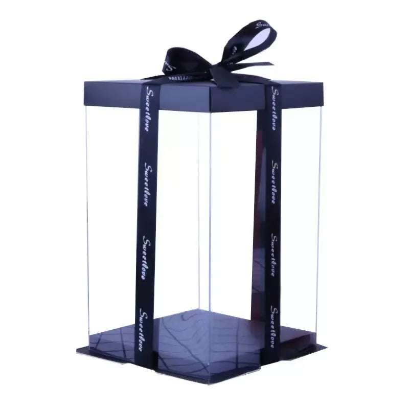 25cm Artificial Pink Flower Teddy Bear with Box, Romantic Valentine's Day Gift, Wedding and Anniversary Party Supplies for Girlfriend and Woman