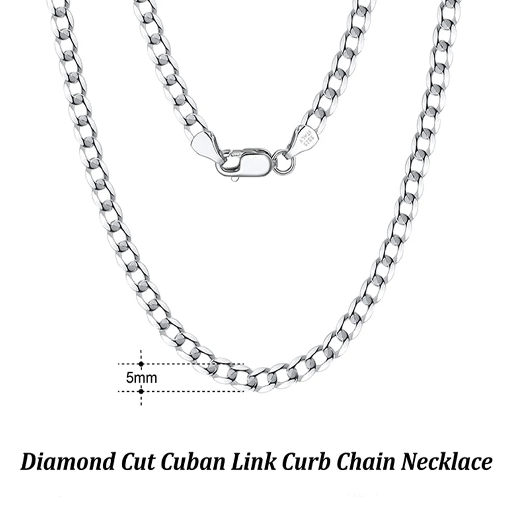 Rinntin-collar de cadena de eslabones cubanos con corte de diamante italiano para hombre y mujer, oro de 18 quilates, más de Plata de Ley 925, 3mm/5mm, joyería SC60 - CR mark
