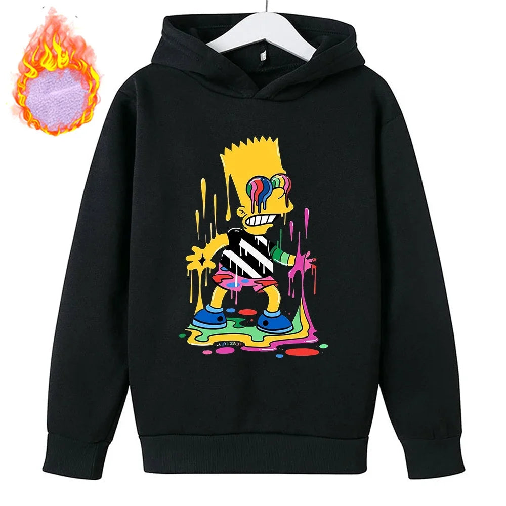 Sudaderas con capucha de Los Simpson para niños, sudadera de lana Y2k, Sudadera con capucha de felpa a la moda, ropa con patrón de Anime, regalo para niños