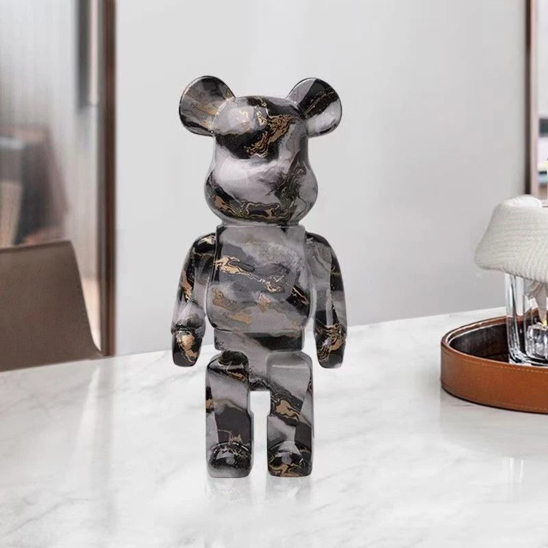 27cm/10 inch Graffiti Bear Figurine, Home Decor, Abstract Animal Ornament, Money Jar, Modern Sculpture for Room, Table Decoration