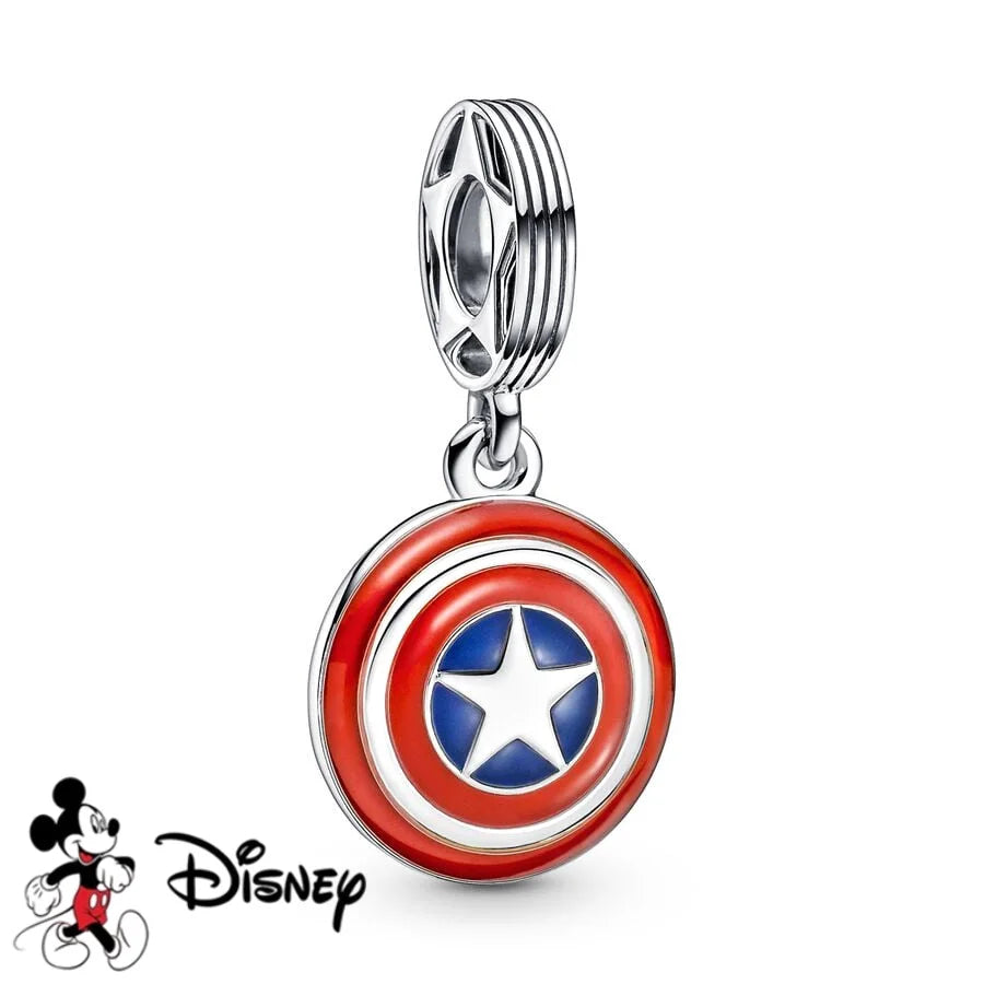 New DIY Jewelry Charms from the Disney Marvel Universe, Spider-Man Gifts, Captain America Pendant Charms, Compatible with Original Silver Bracelets and Necklaces
