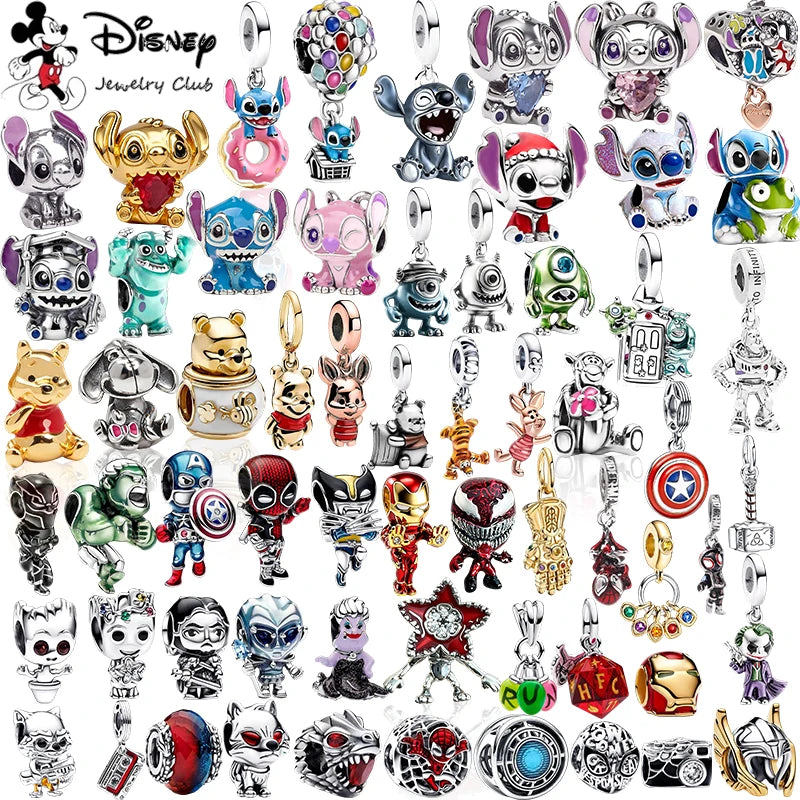 New Disney Stitch Charm Pendant, Winnie the Pooh, Toy Story, Marvel, ST Upside Down, Compatible with Bracelets and Necklaces, for DIY Jewelry, Gift for Women