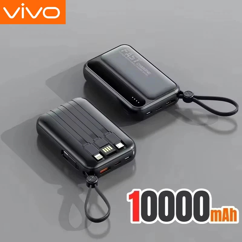 VIVO 500000mAh High Capacity Portable External Battery with Super Fast Charging and 4 Built-in Cables for All Phones