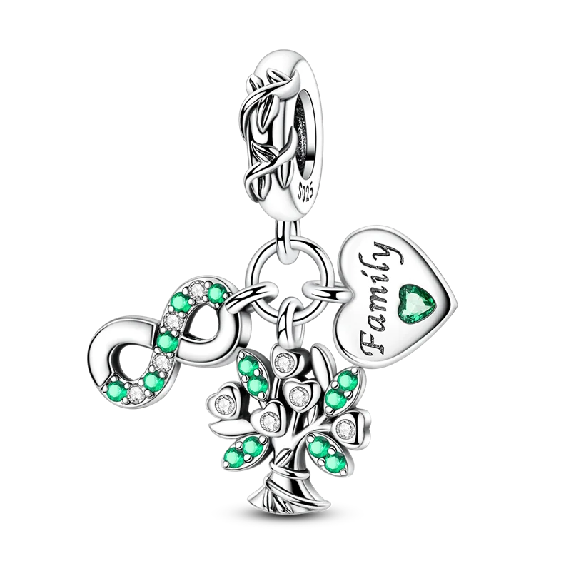 Colgante de plata de ley 925 con diseño de flor, árbol y manzana, cuentas finas DIY, compatible con pulseras de abalorios originales, joyería para mujer Diy - CR mark