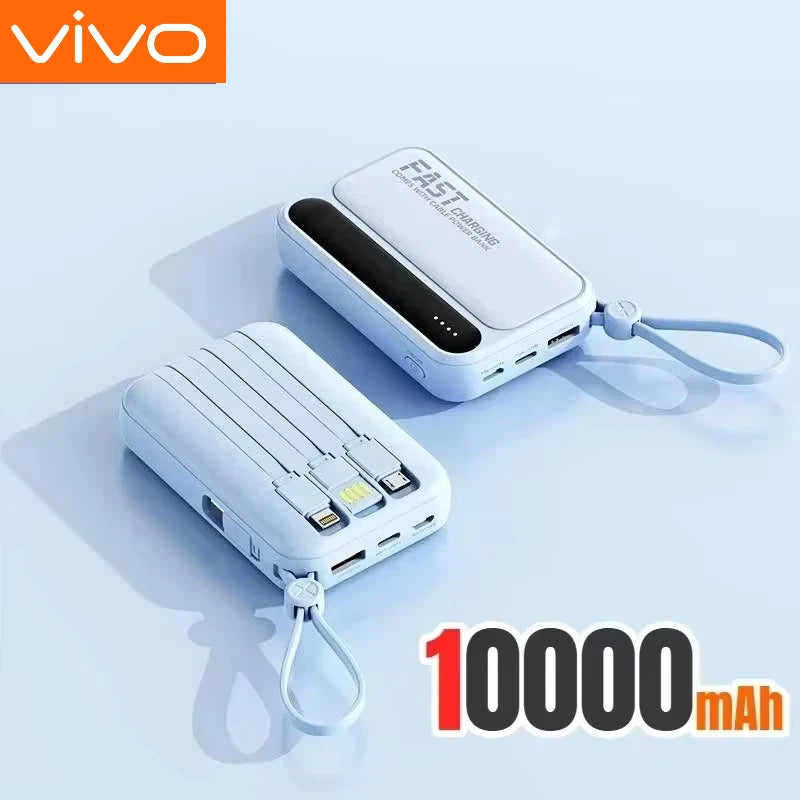 VIVO 500000mAh High Capacity Portable External Battery with Super Fast Charging and 4 Built-in Cables for All Phones