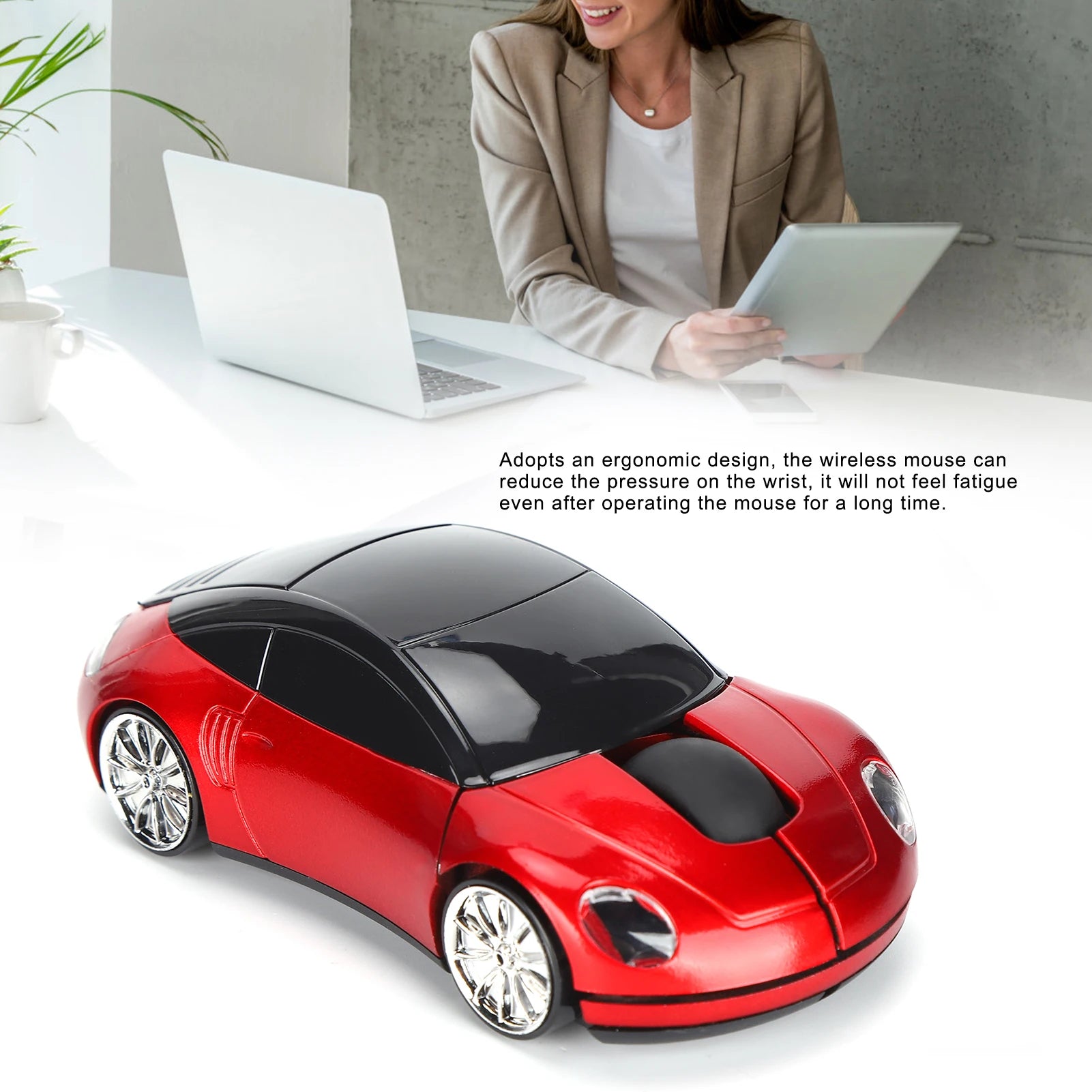 Portable Car Mouse, 2.4G Smart Wireless Car Mouse with USB Receiver for Office, Laptop, Tablet