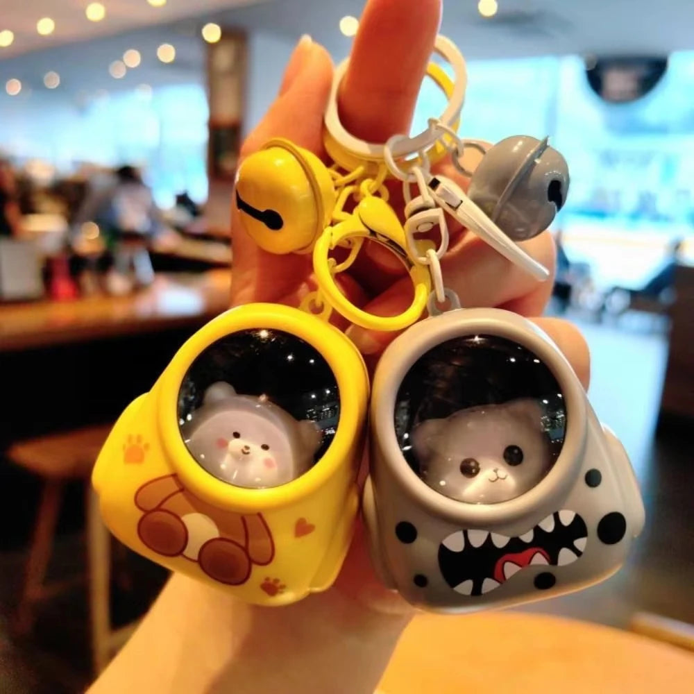 Lindo llavero de oso brillante llavero con luz nocturna gato luminoso cielo estrellado mochila llavero encantador bolso para teléfono móvil regalos colgantes