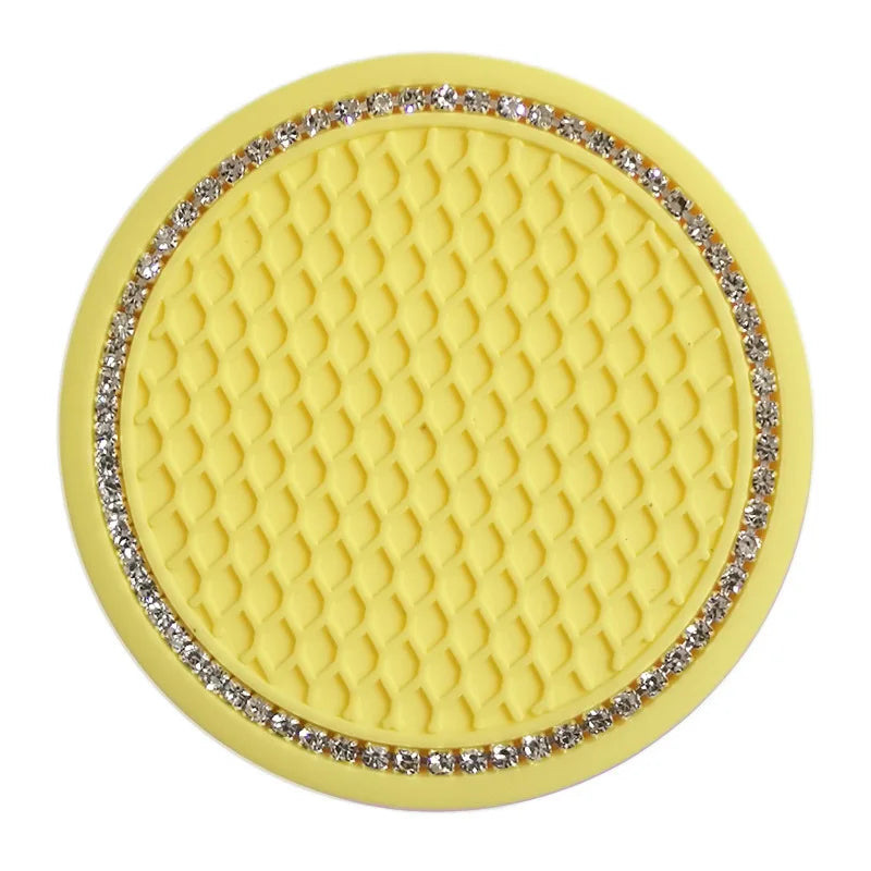 Soportes para tazas de agua de coche, alfombrilla de goma antideslizante con diamantes de imitación para portabotellas, posavasos, portavasos antideslizantes para Interior de coche