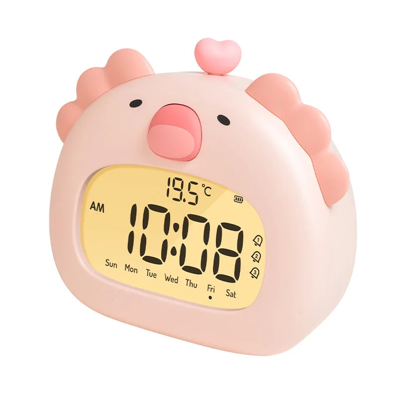 Reloj LED junto a la cama, despertador para niños, entrenador de sueño para niños, pantalla de temperatura con Control recargable, capibara Digital bonito