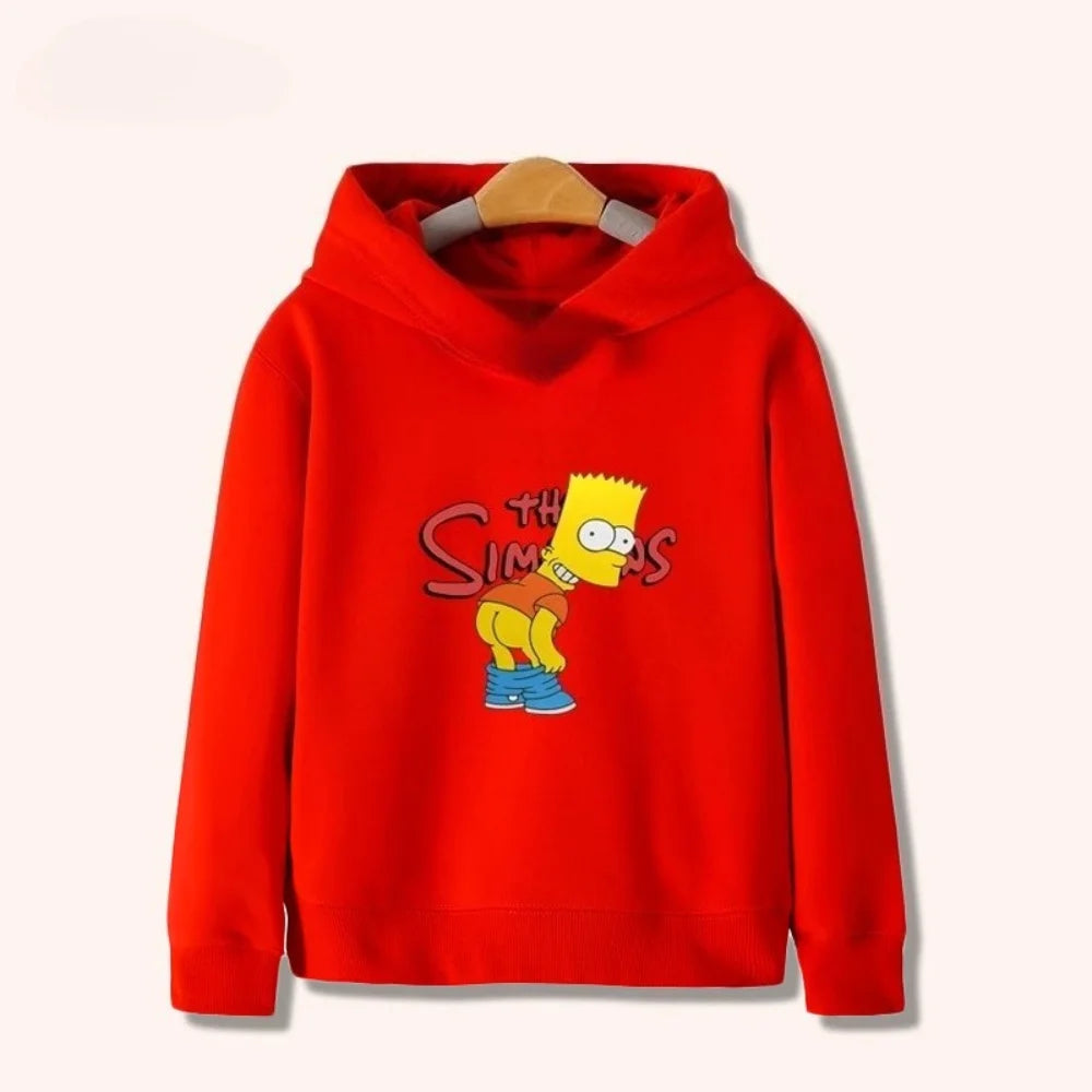 Ropa deportiva infantil de dibujos animados de Simpsons para hombres y mujeres, top cálido con capucha para niños a juego para otoño e invierno
