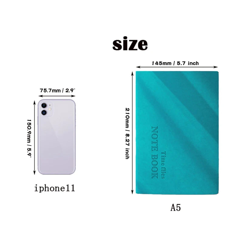 A5 Grid Notebook, Travel Journals, School Office Meeting Record, 80GSM/264 Pages, Checkered Paper Notepad, 2025/26 Manual Planner