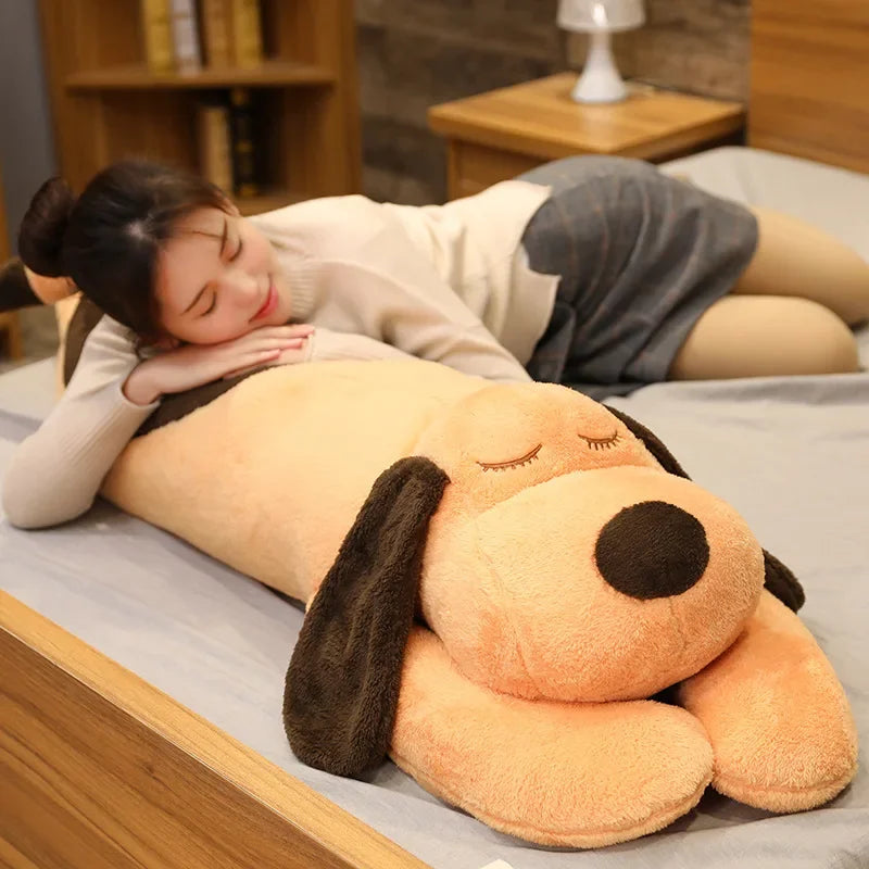 Almohada gigante de felpa de perro de algodón suave y encantadora, muñeco de peluche para mascota, almohada de sueño largo para bebé, regalo de acompañamiento para novia