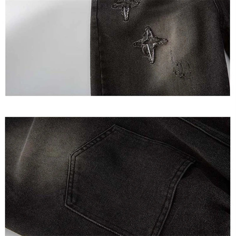 NEW FOR SUMMER 2021, trendy denim shorts for boys with star pattern, casual cropped jeans for children aged 5-14 years