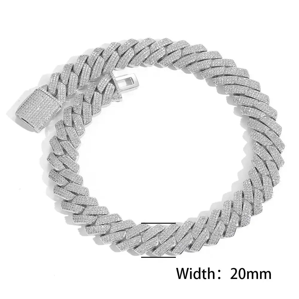 Envío Directo, collar de cadena de eslabones cubanos de Hip Hop, chapado en oro de 18k, 10/12/14/15/20mm, diamante helado CZ, regalo para él/la - CR mark