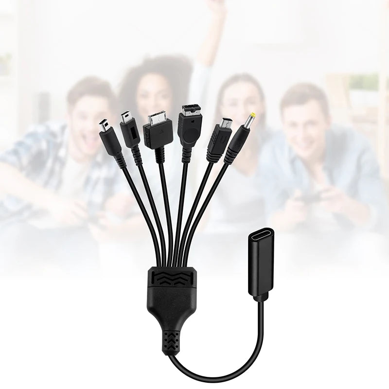 Cable de carga de juego USB 6 en 1 para NDS Lite / Wii U / Nuevo cables de cargador 3DS XL LL /2DS / GBA SP / PSP / PSV