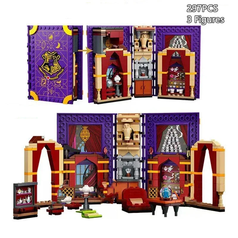 In stock: Harry Potter series magic books and college flag building block toys, gifts for children.
