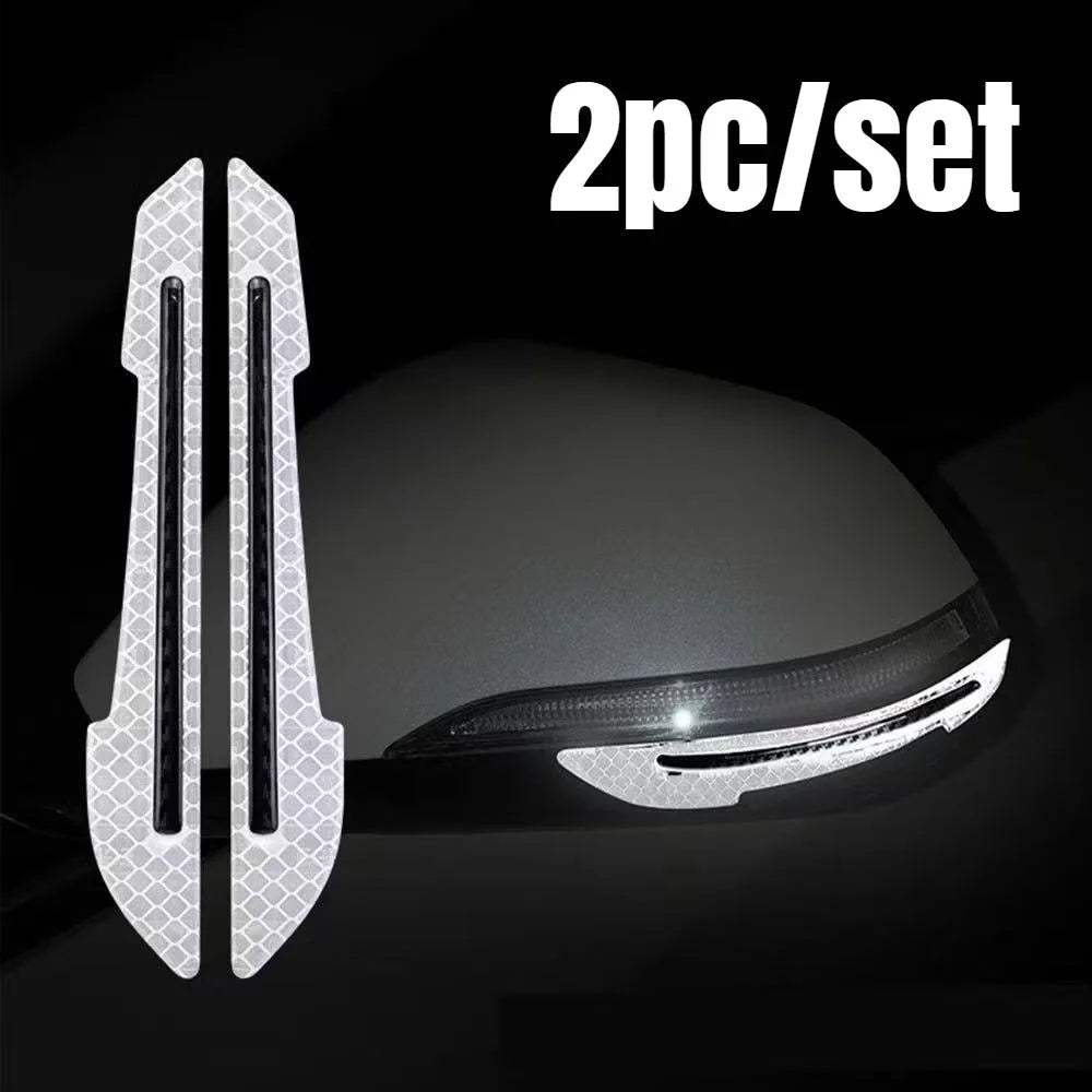 2 unids/set espejo retrovisor de coche pegatina reflectante advertencia de seguridad pegatina reflectante espejo retrovisor de coche tira decorativa