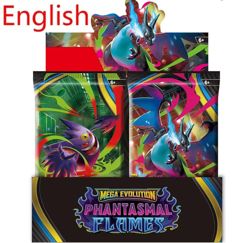 2026 360 unids/set tarjeta Pokemoned MEGA EVOLUTION pregrupo SCARLET & VIOLE 151 PHANTASMA FLAMES Prismático inglés Booster tarjeta de batalla
