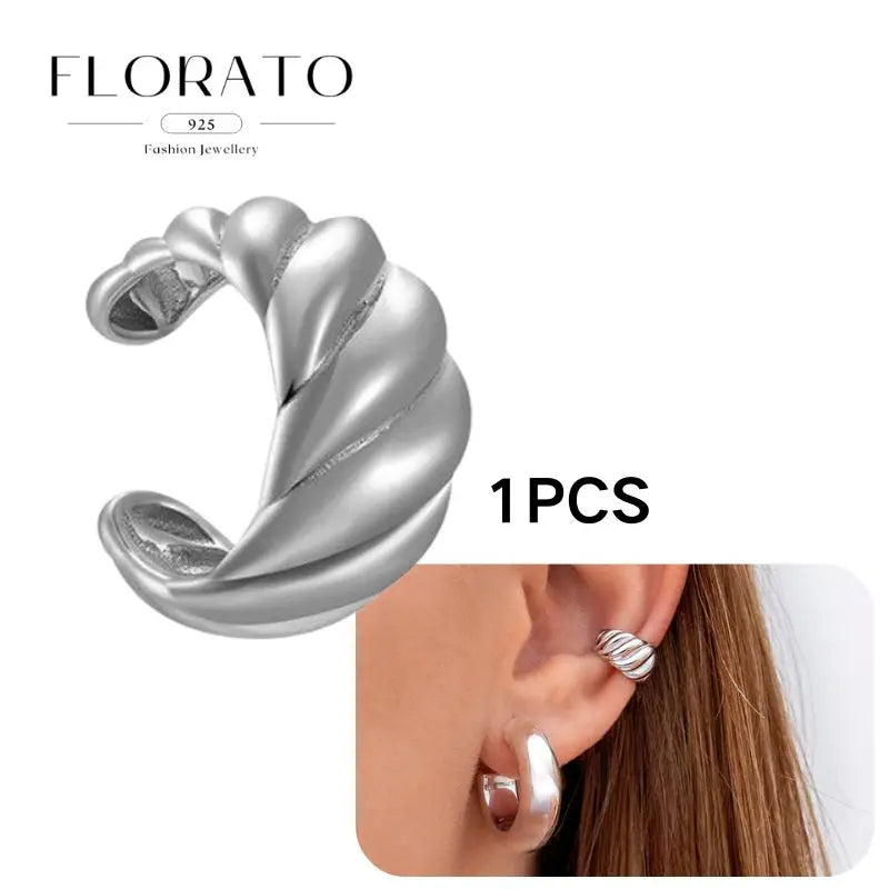 Chapado en oro de 24 quilates/925 plata cristal circón sin oreja Piercing Clips para las orejas minimalista CZ Clips para las orejas joyería de moda Popular para mujeres - CR mark