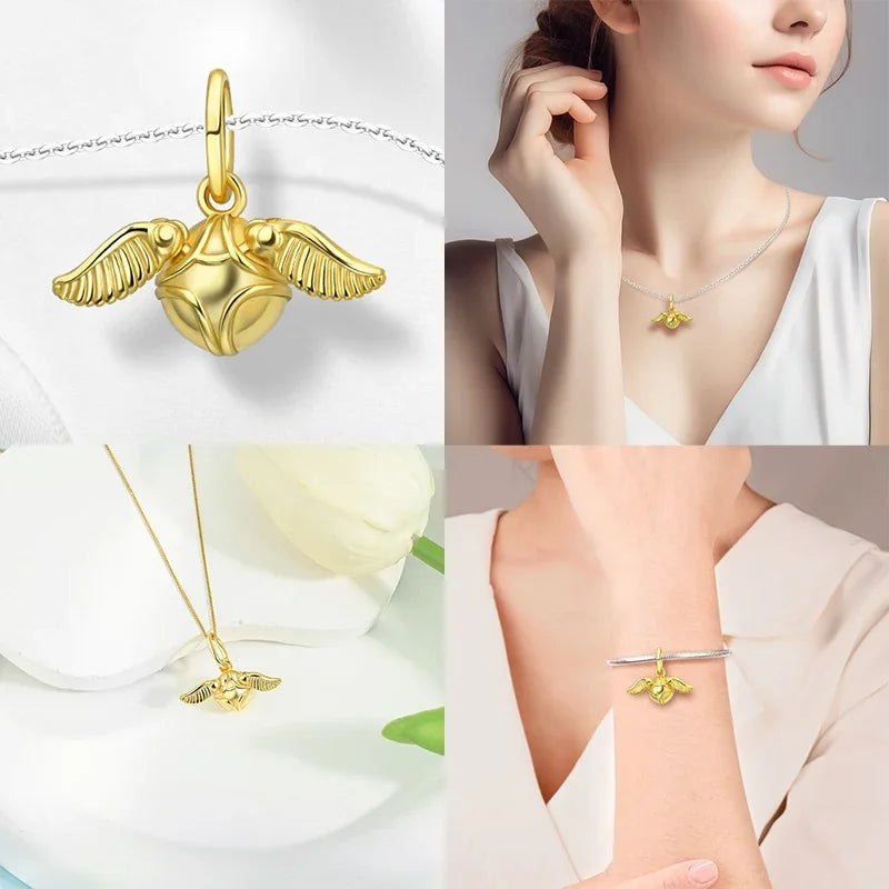 Cuentas MINISO de Plata de Ley 925 para pulseras de Potter de Harry 3mm originales 925, colgante para mujer, joyería DIY, regalos - CR mark