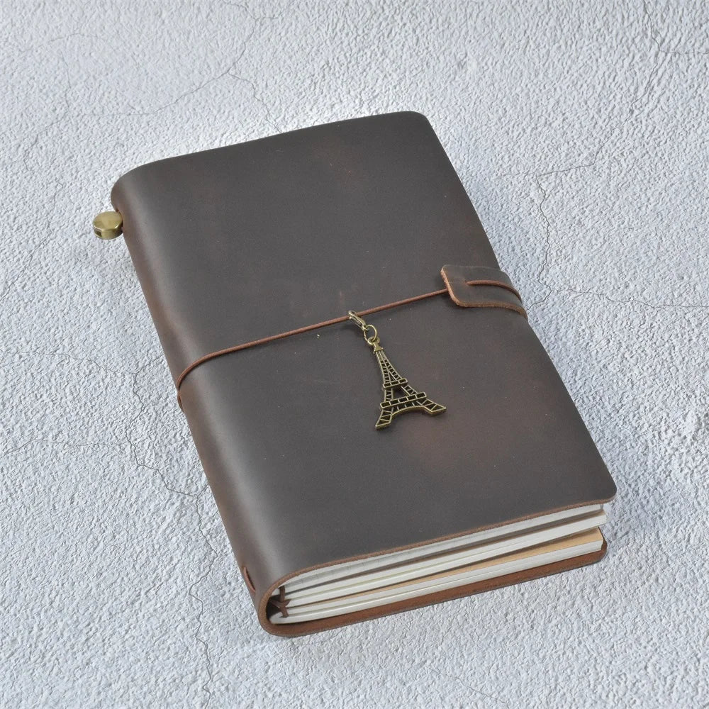100% Genuine Leather Journal, Refillable Travel Notebook, Retro, Handmade, Sketchbook, Personalized Gift for School and Office