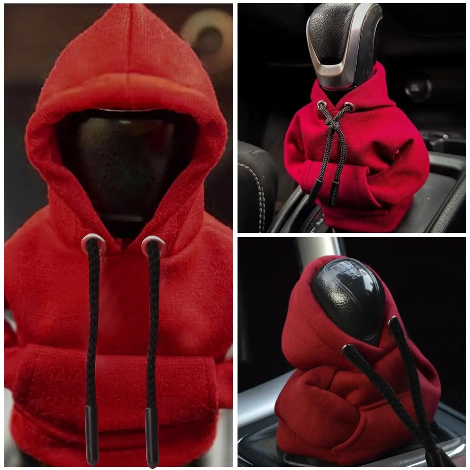 Cubierta de palanca de cambios de coche, Sudadera con capucha pequeña, palanca de cambios creativa, cubierta de manija de palanca de cambios, cubierta de ropa de palanca de coche