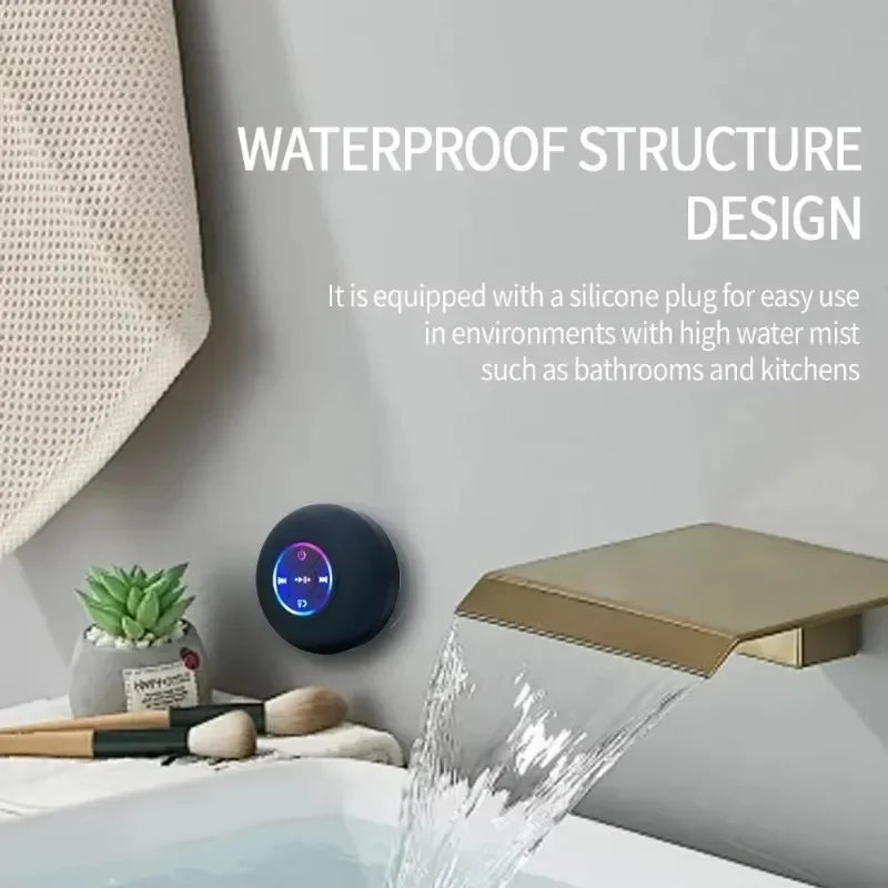 Mini Portable Bluetooth Audio IPX4 Waterproof LED Lights Outdoor Bathroom Large Suction Cup Can Adsorb Wall Speaker