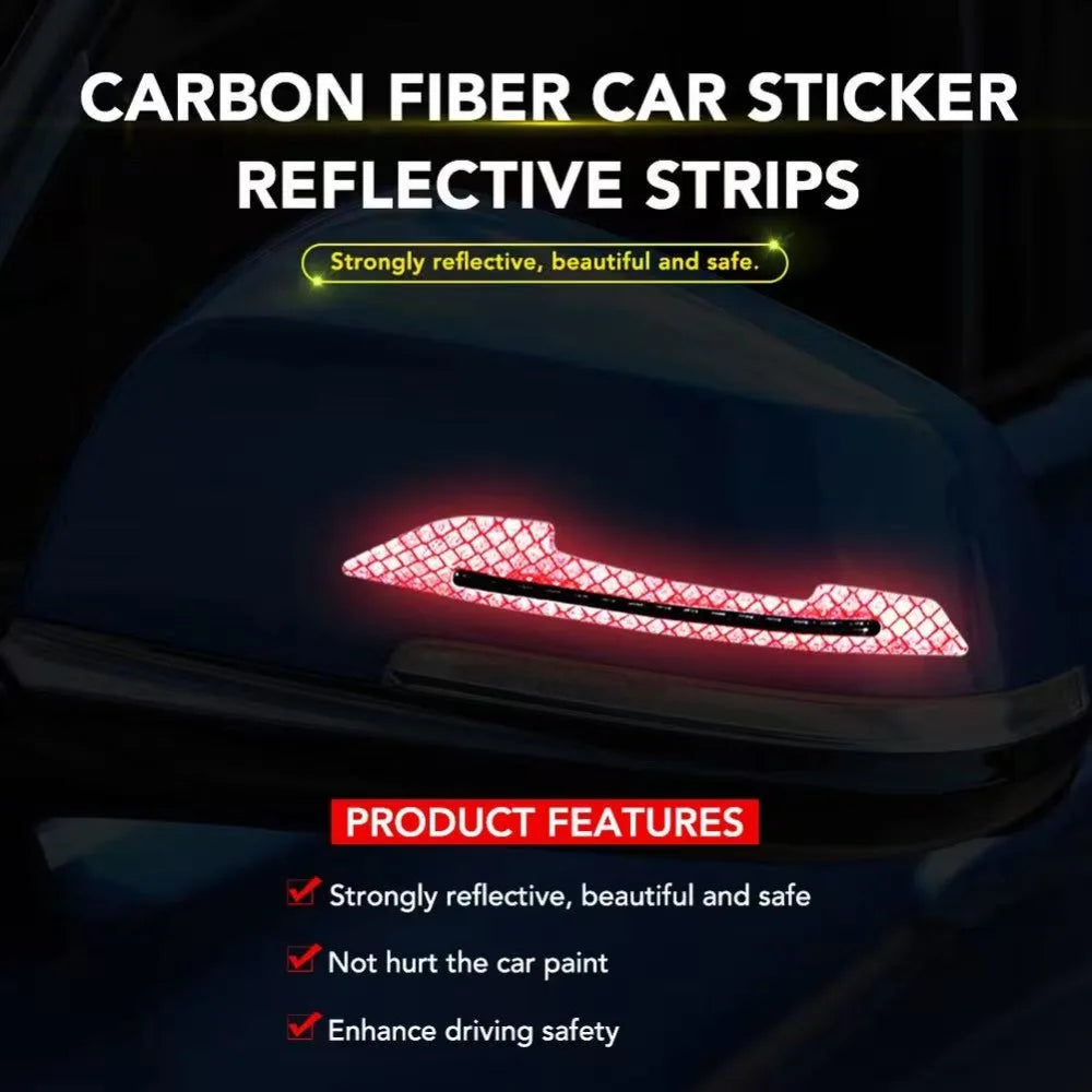 2pcs/set Car Rearview Mirror Reflective Sticker Safety Warning Reflective Sticker Car Rearview Mirror Decorative Strip