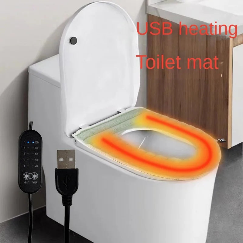 USB Heated Toilet Seat Cover, Soft Universal Toilet Mat, Washable Home Toilet Stool, Bathroom Cushion Covers, Accessories