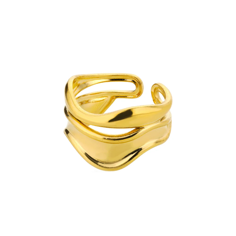 Anillos de concha de acero inoxidable 316L para mujer, anillos abiertos ajustables de Color dorado, joyería femenina, regalos de bodas, nueva moda