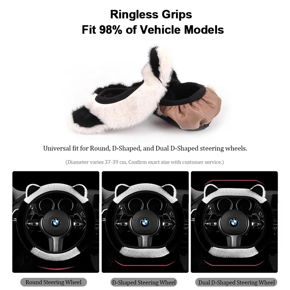 38cm Car Steering Wheel Protector, Cute Warm Plush Non-Slip Car Steering Wheel Cover, Interior Accessories Multicolor