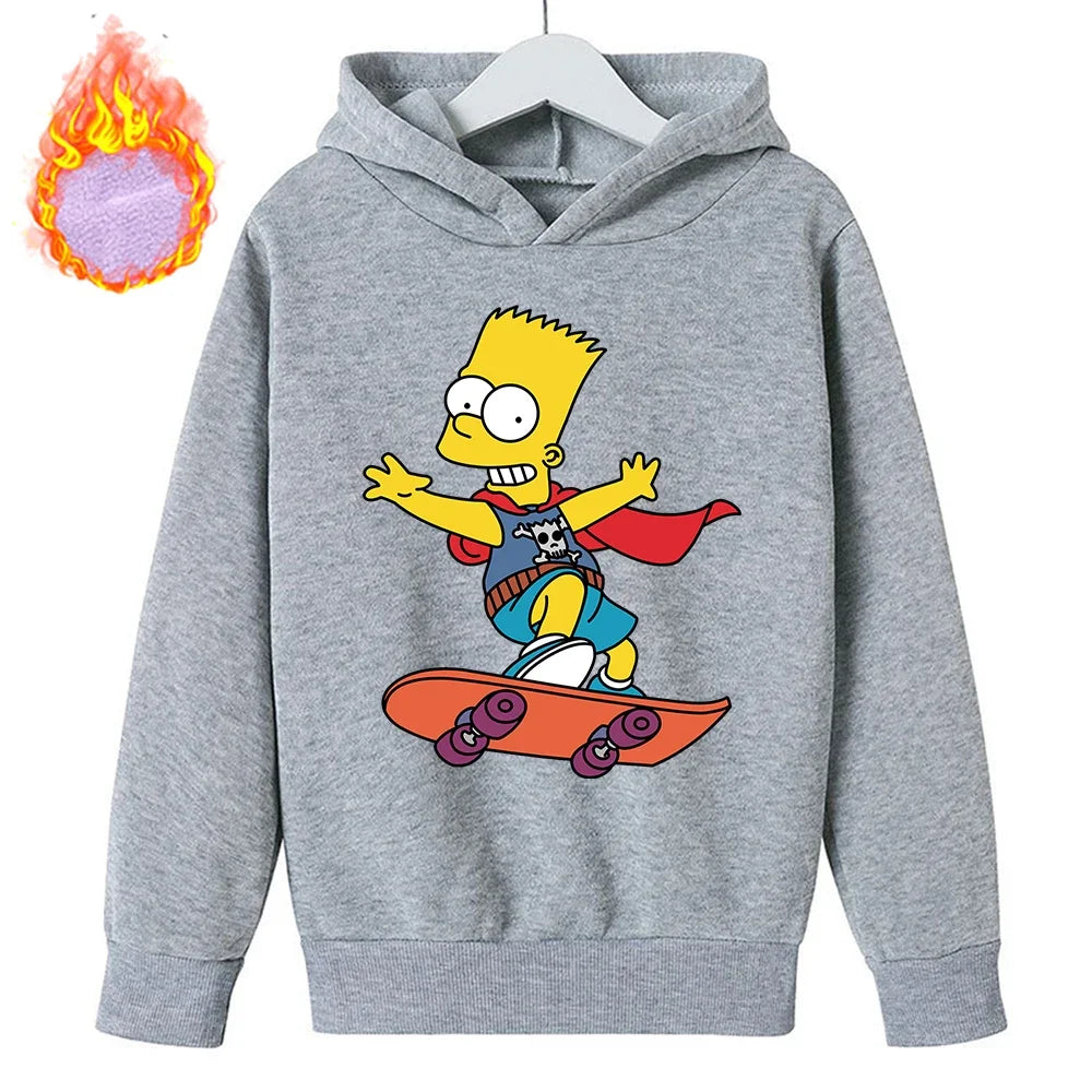 Sudaderas con capucha de Los Simpson para niños, sudadera de lana Y2k, Sudadera con capucha de felpa a la moda, ropa con patrón de Anime, regalo para niños