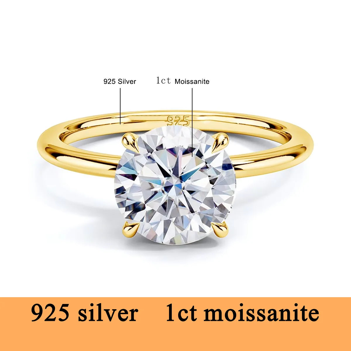 Anillo de moissanita de oro auténtico de 14K para mujer, sortija sencilla de oro de AU585 K con diamantes, joyería de compromiso para novia, regalo para amantes de la madre