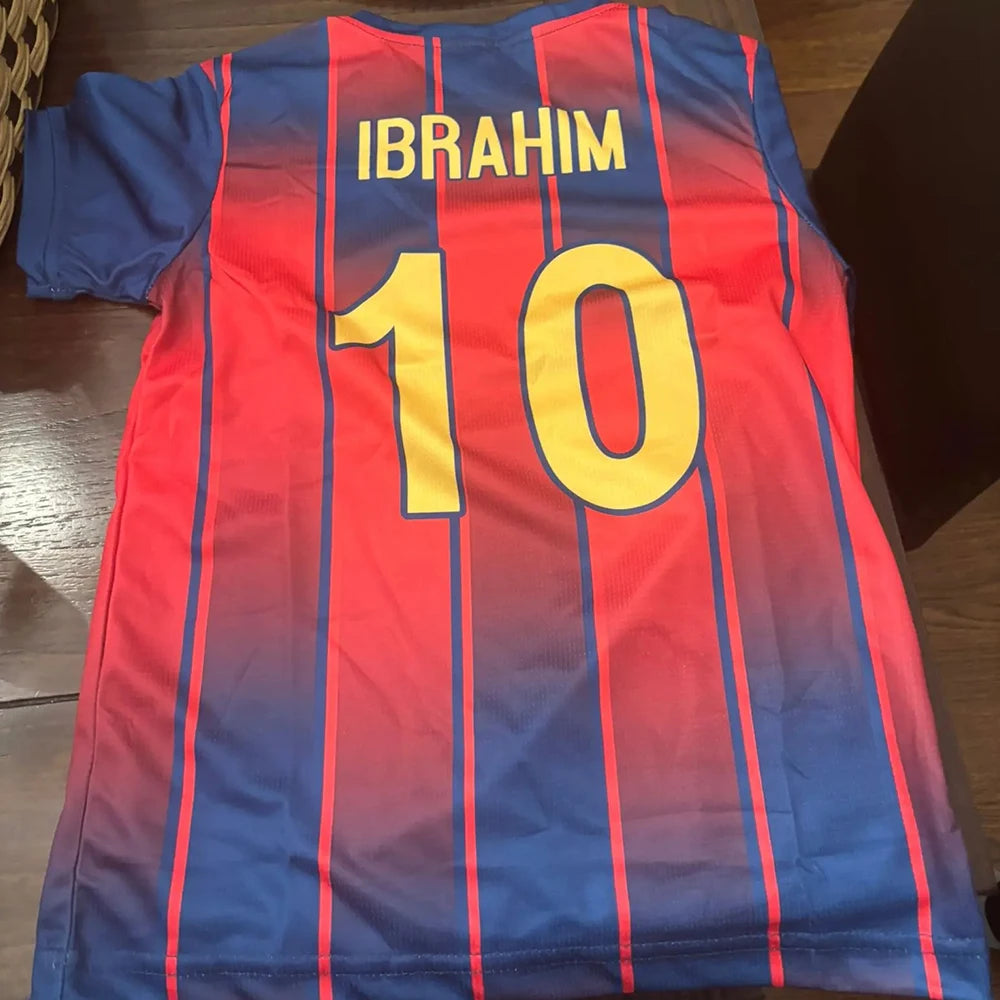 Personalized Football Shirt with Logo, Name and Number, Red and Blue Football Jersey for Men, Youth, Women and Fans