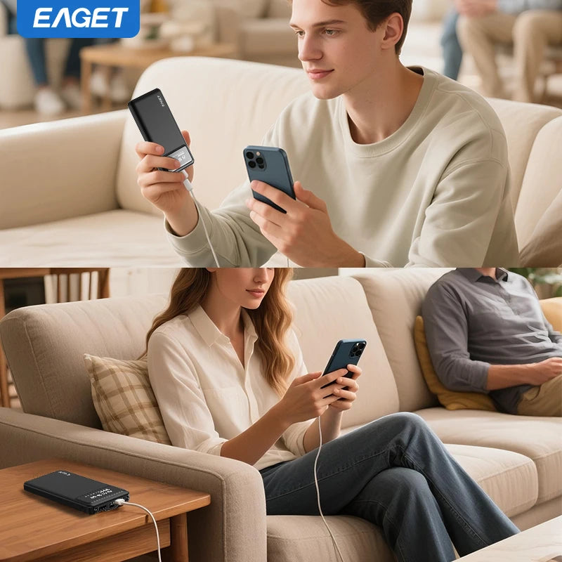 Eaget 10000mAh Power Bank 12W carga rápida Powerbank cargador de batería portátil para iPhone 16Pro 15 14 13 Xiaomi Switch Samsung