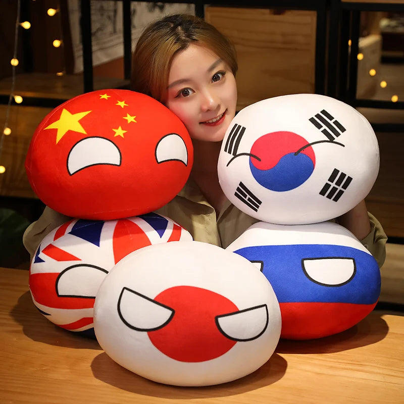Polandball-juguetes de peluche de 10-40cm, Countryball, URSS, EE. UU., Francia, Rusia, Reino Unido, Japón, Alemania, CANANDA, Italia, muñeca Kawaii, almohada, lindo regalo para niño - CR mark