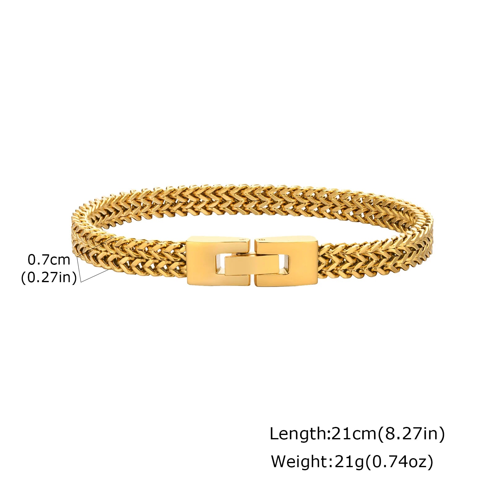 Gold Color Chain Bracelet for Men and Boys, Stainless Steel Chain Bangle, Jewelry Gift for Husband, Father, Son