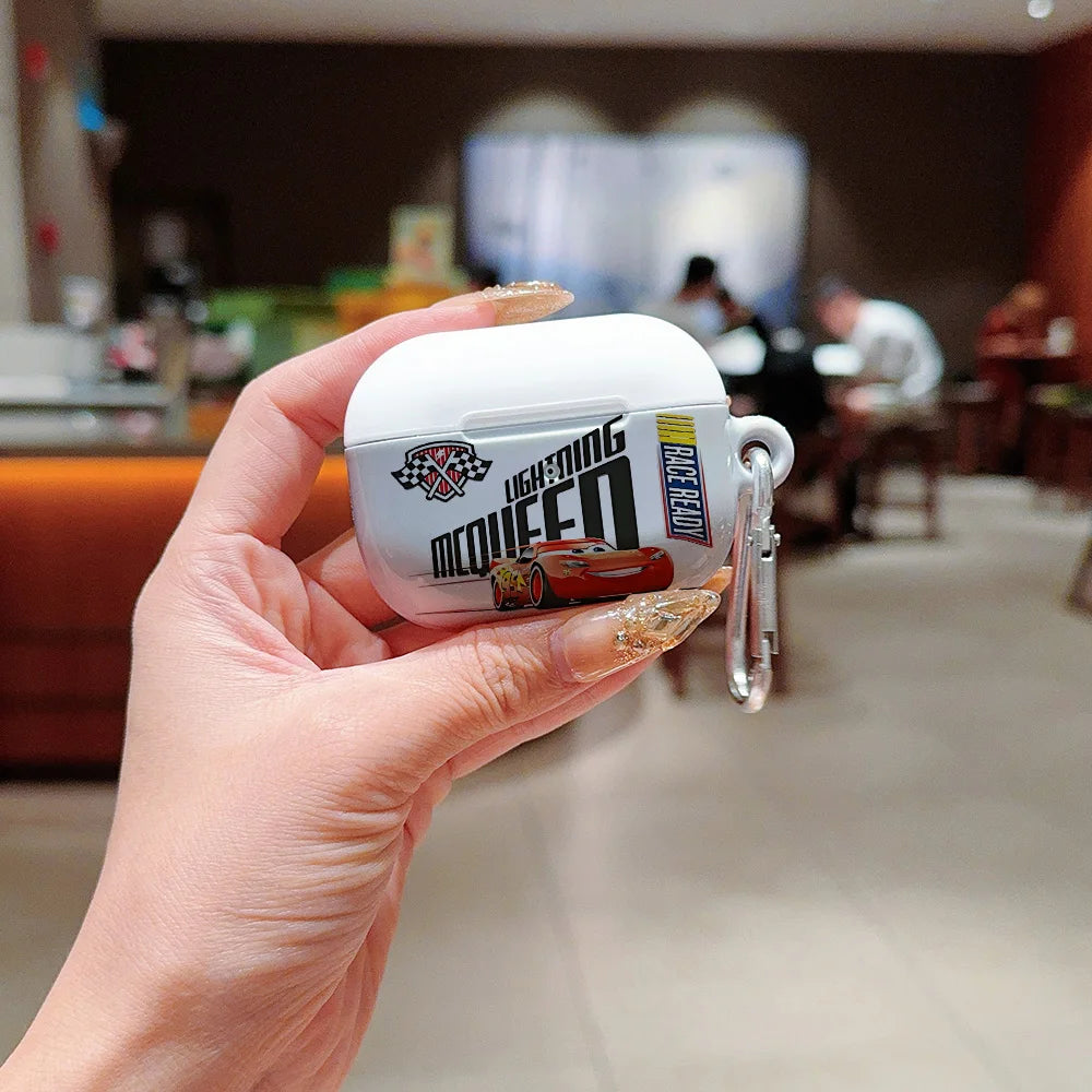 Lightning McQueen Shockproof Protective Glossy HD Hard PC Earphone Case for AirPods 1 2 3 4 Pro Pro2 with Metal Hook