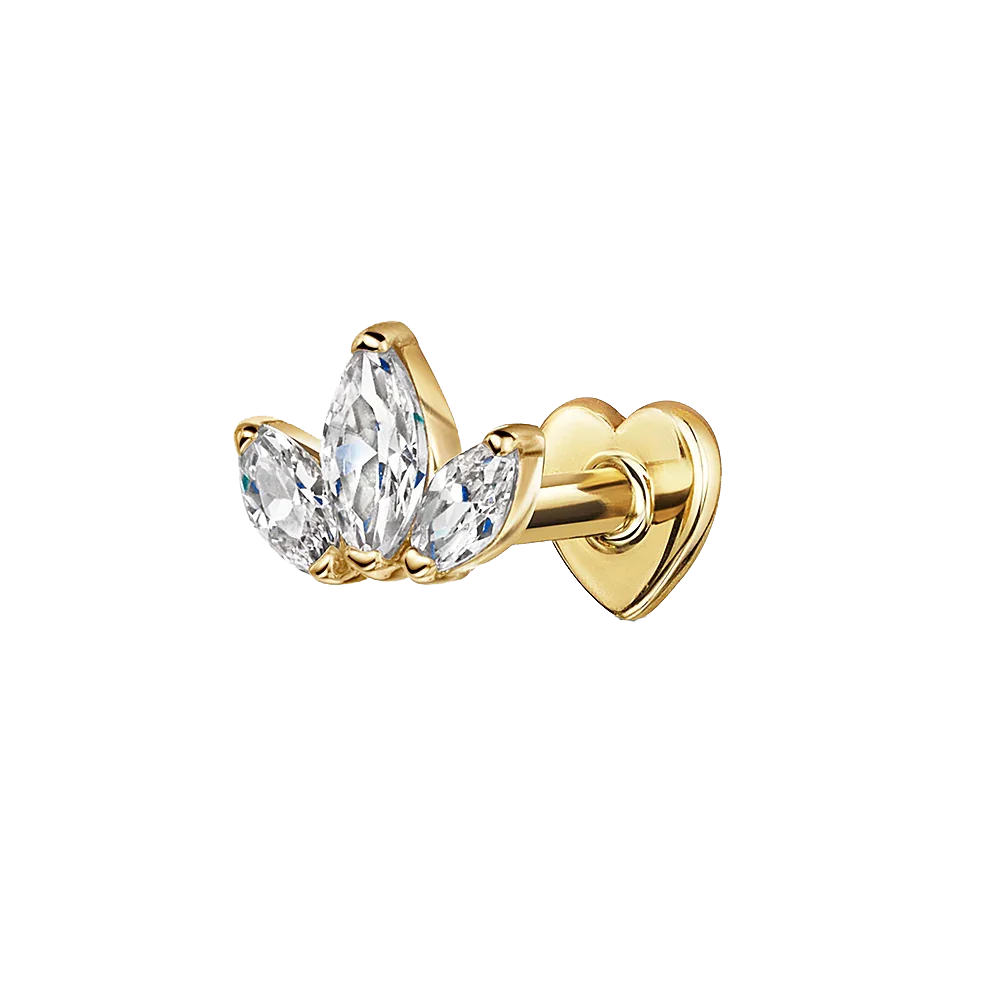 Pendientes ROXI de Plata de Ley 925 con circonita, 1 unidad, estrella de ocho puntas, corazón de oro/plata de 18 quilates, piercing con parte posterior plana, regalo de joyería - CR mark