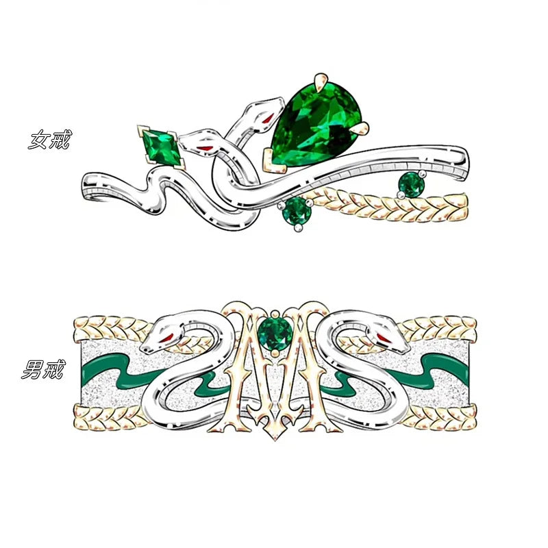 Anillo para amantes de Draco Malfoy, anillo de casa de serpiente Slytherin, regalo para fanáticos de la película