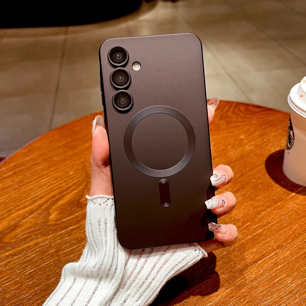 Funda suave de TPU mate para Samsung Galaxy A56 A55 A54 A36 A35 A16 A15 5G A26 S25 Edge S24FE S24 S23 S21 Ultra Plus FE Magsafe - CR mark