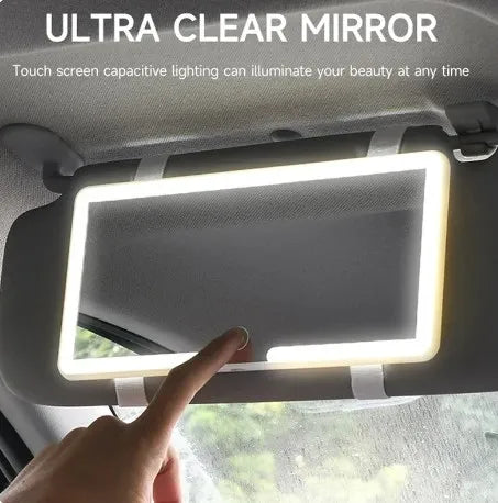 Espejo de maquillaje LED para coche, espejo HD con ajuste de tres engranajes, placa de visera, espejo retrovisor Interior, espejo de tocador automático regulable, 1 ud.