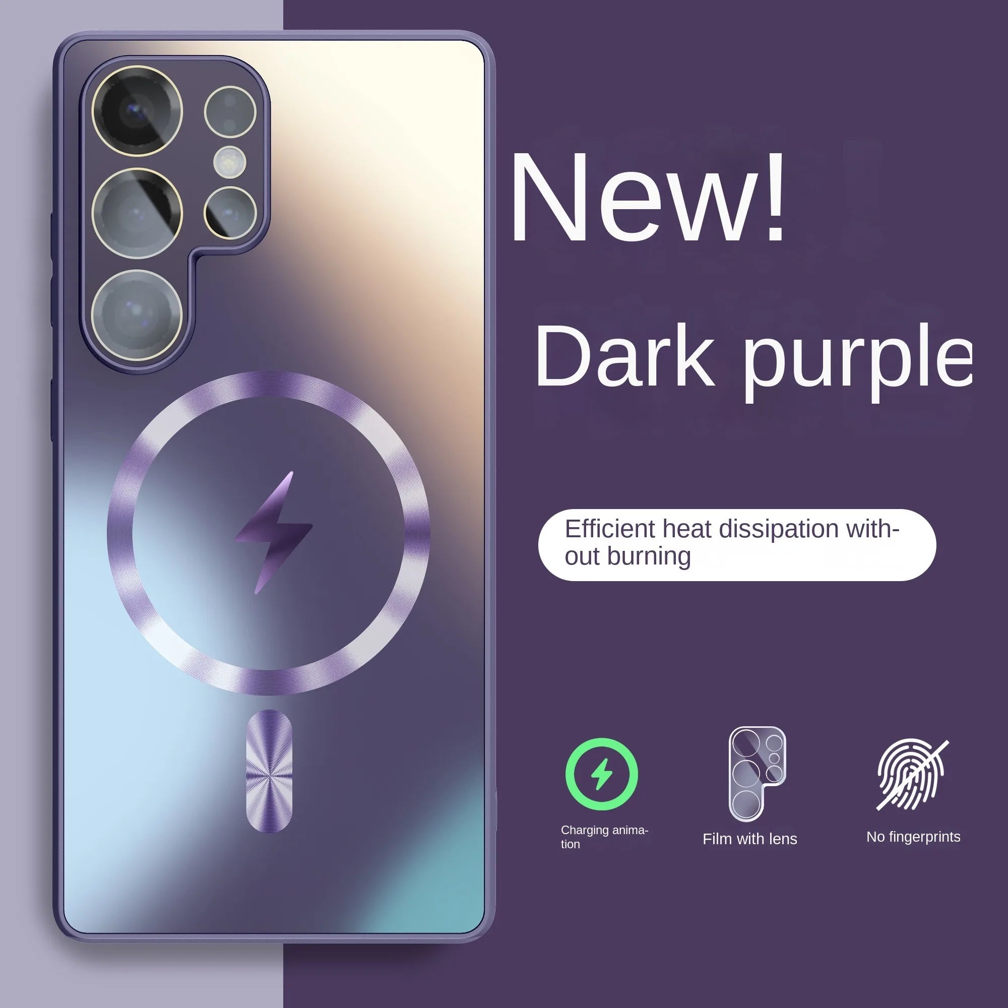 AG Ultra-Thin Matte Magnetic Case for MagSafe, Shockproof Glass Lens Protector for Samsung Galaxy S25 S24 S23 Ultra Plus