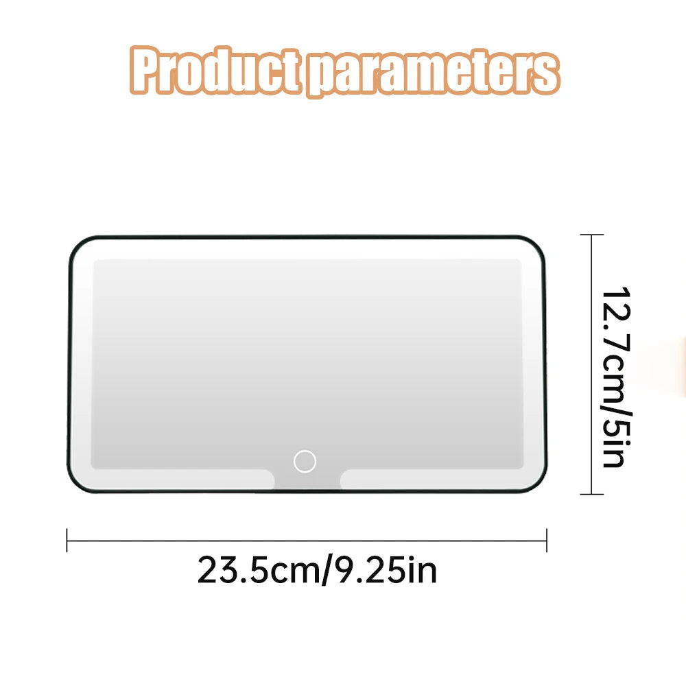 Espejo de maquillaje LED para coche, espejo HD con ajuste de tres engranajes, placa de visera, espejo retrovisor Interior, espejo de tocador automático regulable, 1 ud.