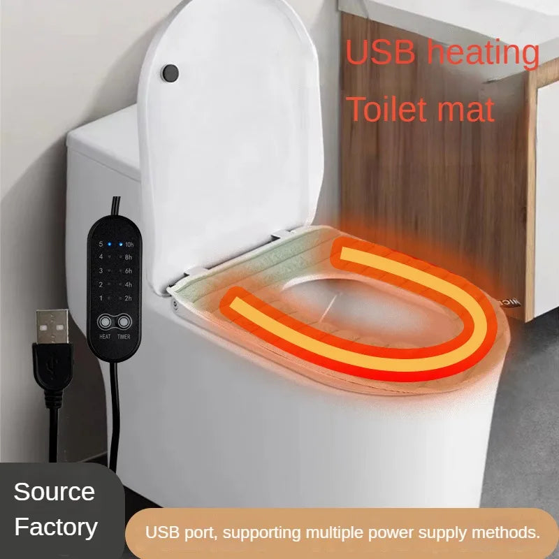 USB Heated Toilet Seat Cover, Soft Universal Toilet Mat, Washable Home Toilet Stool, Bathroom Cushion Covers, Accessories