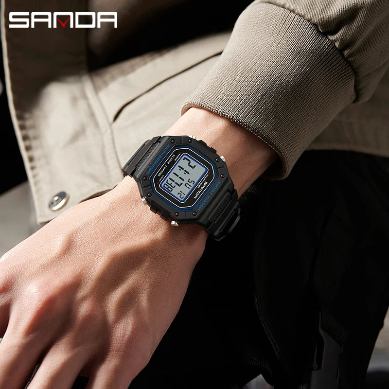 SANDA 2156 reloj de moda para hombre, relojes deportivos militares resistentes al agua, relojes de pulsera digitales Led con esfera grande del ejército, cronómetros para hombre - CR mark