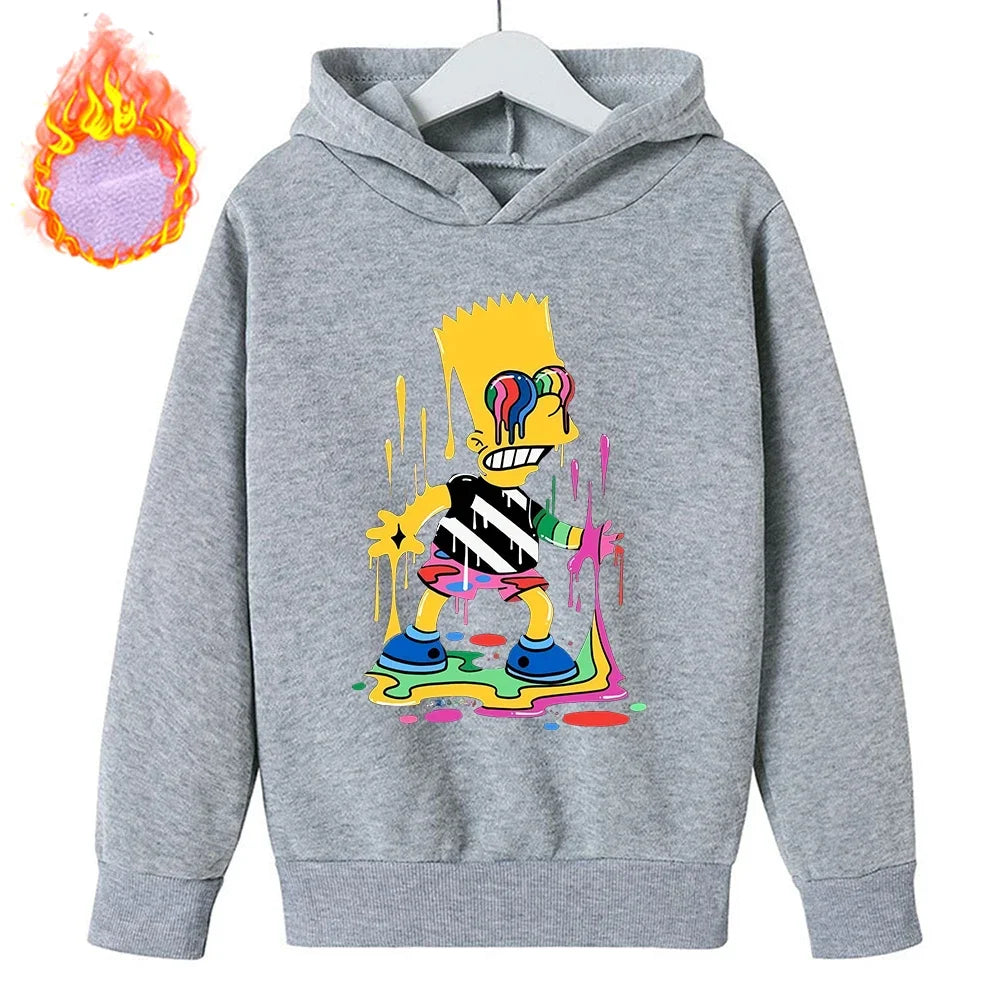 Sudaderas con capucha de Los Simpson para niños, sudadera de lana Y2k, Sudadera con capucha de felpa a la moda, ropa con patrón de Anime, regalo para niños