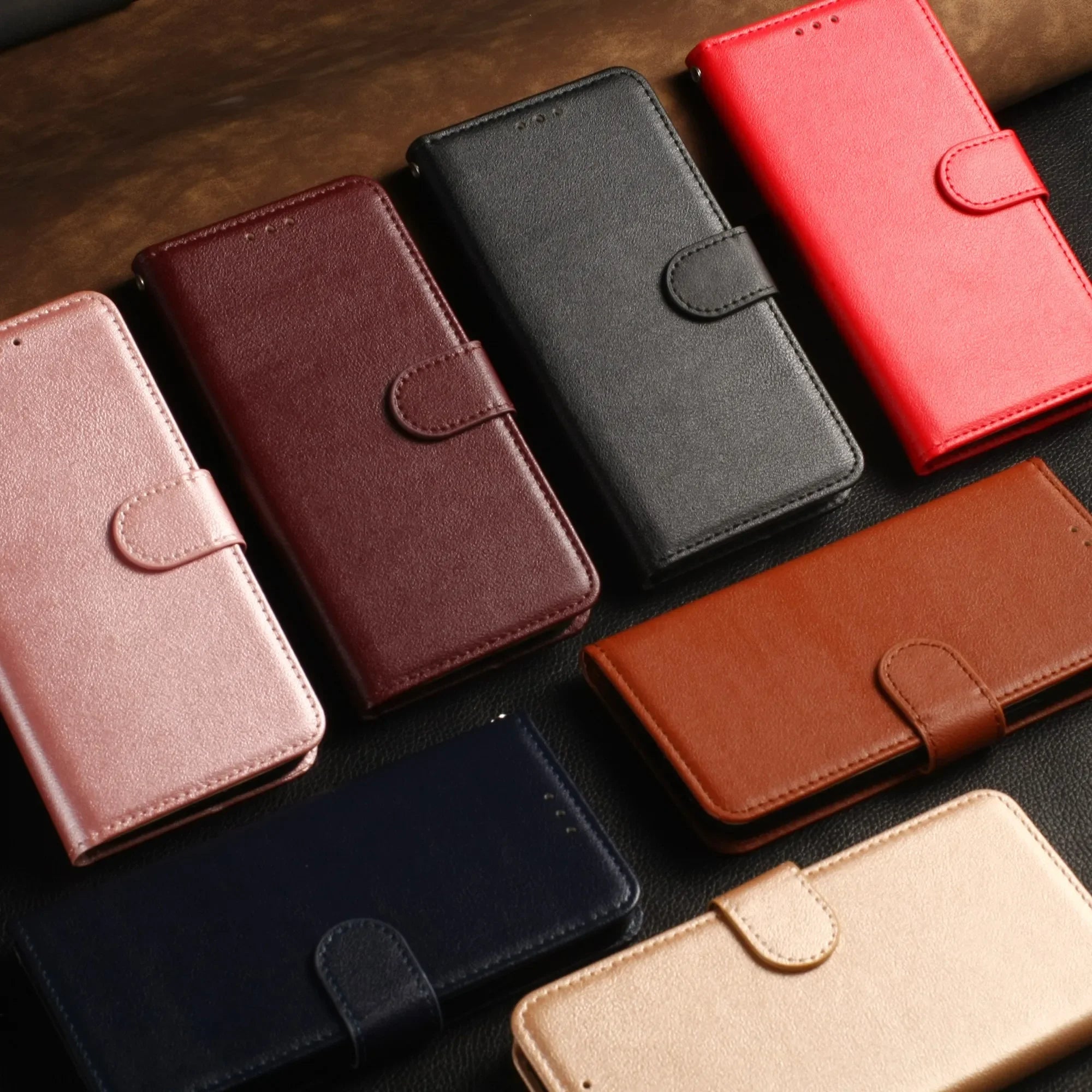 Leather Protective Case for iPhone 15 14 13 12 Mini 11 Pro Max X XR XS Max 7 8 6 6s Plus SE 2020 2022, Flip Wallet Case with Stand