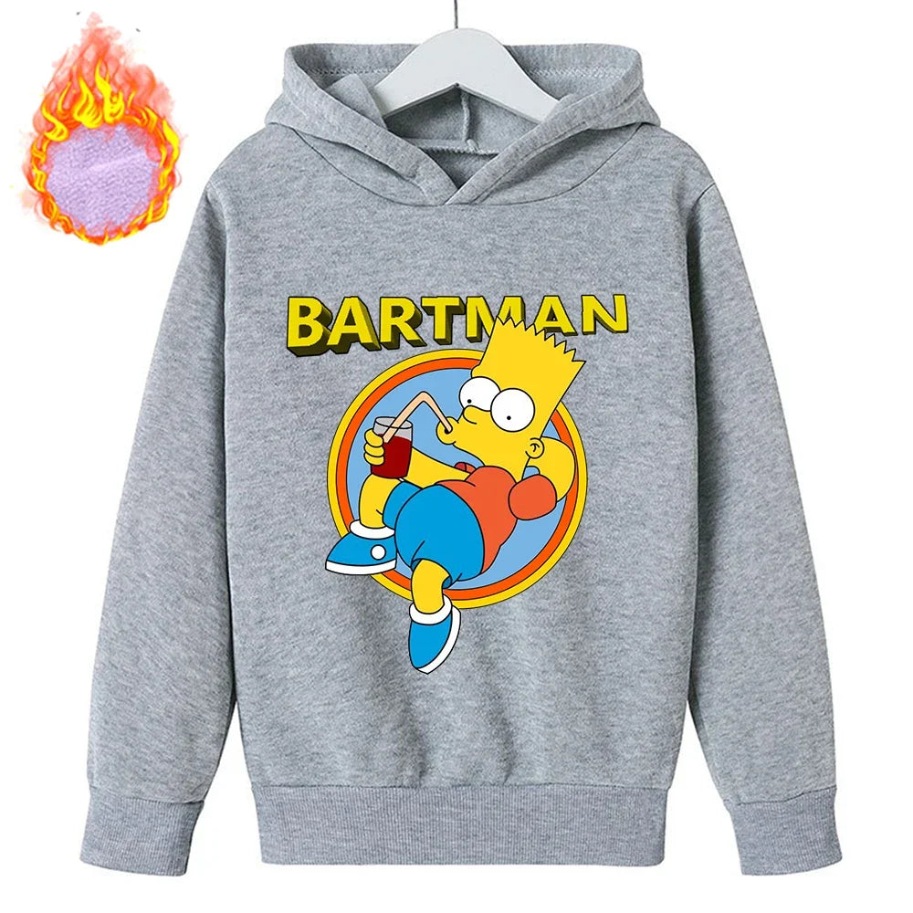Sudaderas con capucha de Los Simpson para niños, sudadera de lana Y2k, Sudadera con capucha de felpa a la moda, ropa con patrón de Anime, regalo para niños